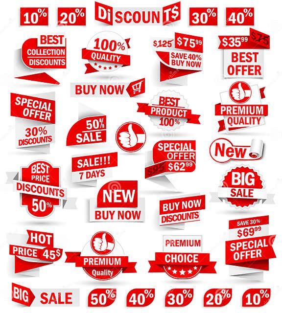 Set of Stickers and Banners Stock Vector Illustration of award, sign