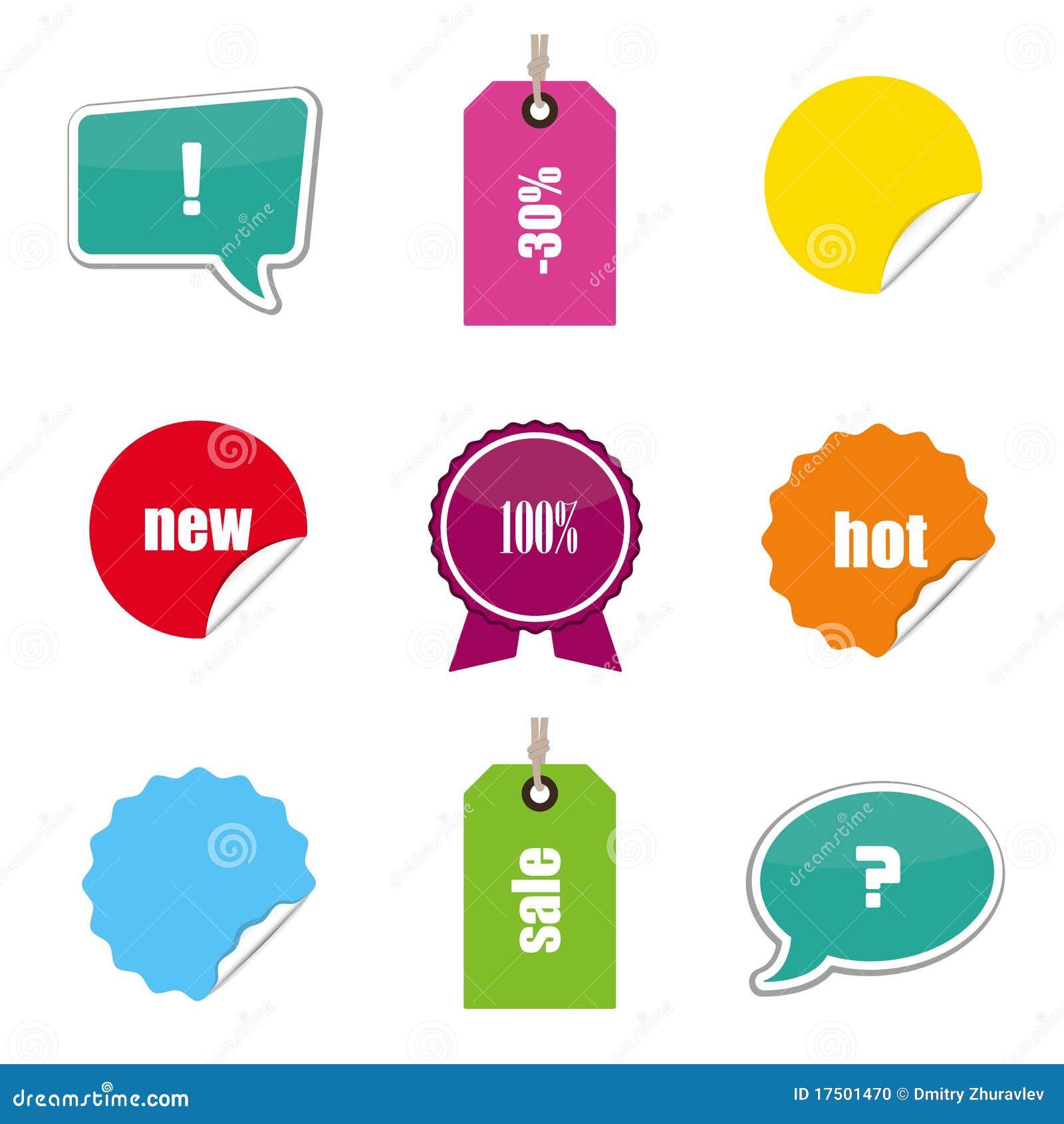 Set of Stickers, Bubbles and Tags Stock Vector Illustration of curl
