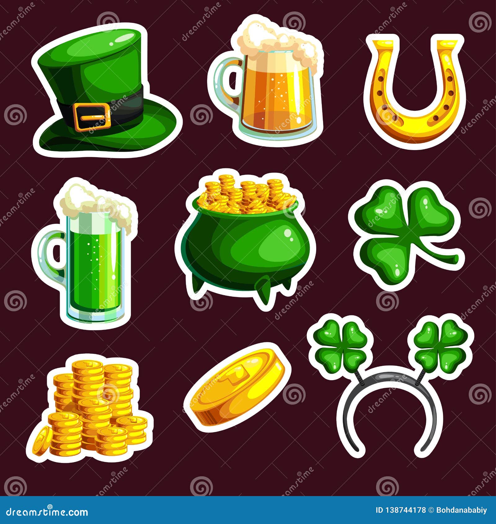set of stickings for st. patrick s day.  