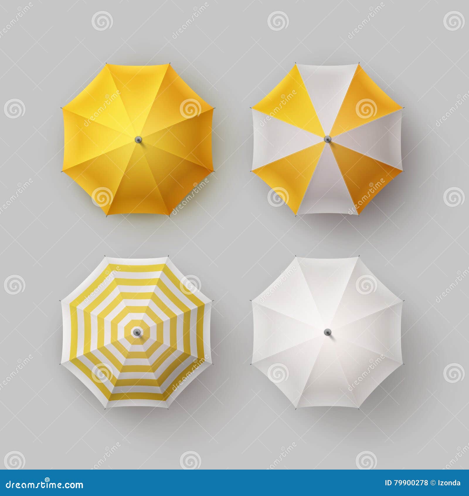 set of striped rain umbrella parasol sunshade