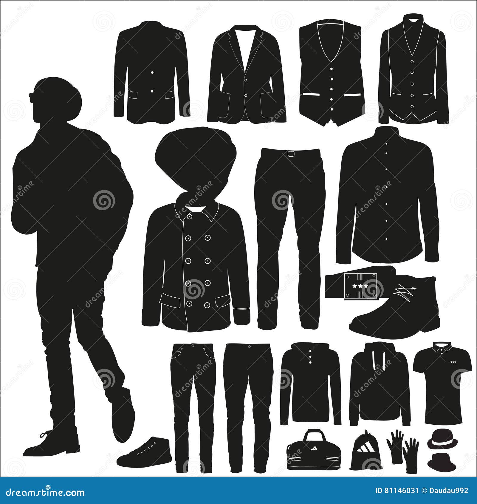 A Set of Stylish Clothes for Young Men Stock Vector - Illustration of ...