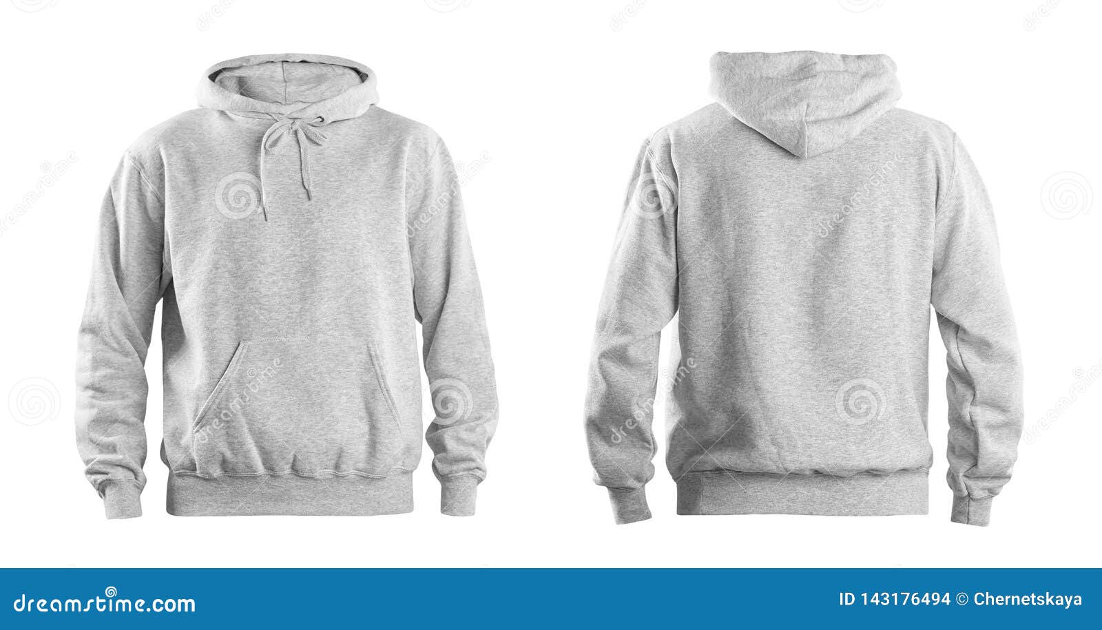 Set of Stylish Hoodie Sweater on White Background, Front and Back View ...