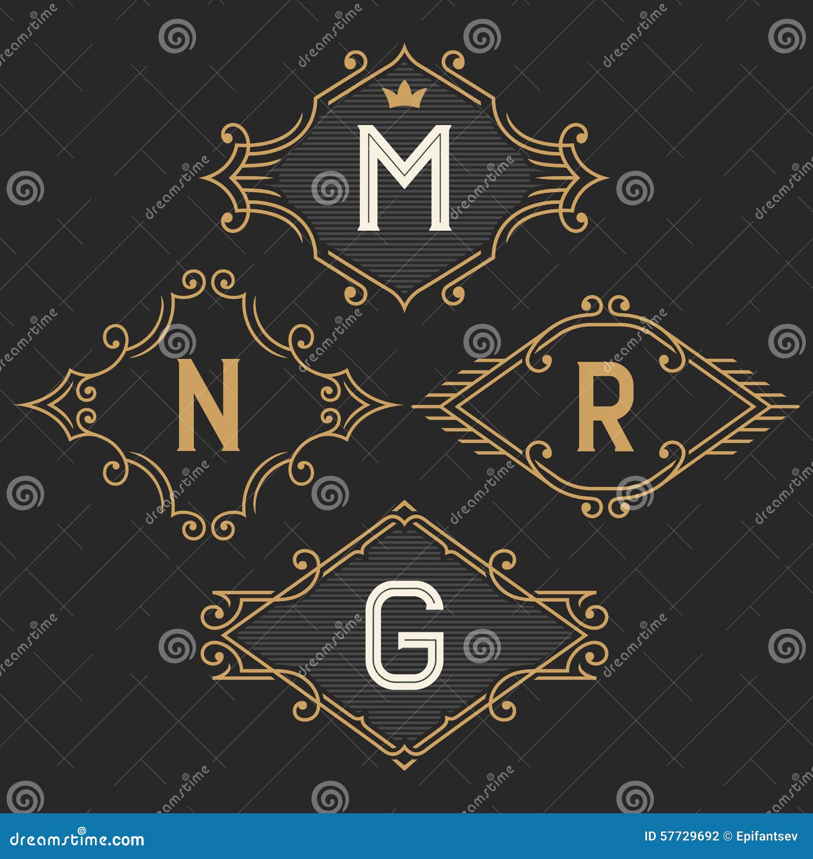 Elegant Floral Monogram Design Template For One Or Two Letters . Wedding  Monogram. Calligraphic Elegant Ornament. Business Sign, Monogram Identity  For Restaurant, Boutique, Hotel, Heraldic, Jewelry. Royalty Free SVG,  Cliparts, Vectors, and