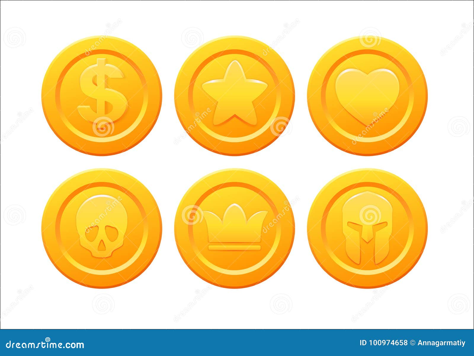 Set of game coins 1 stock vector. Illustration of gold ...