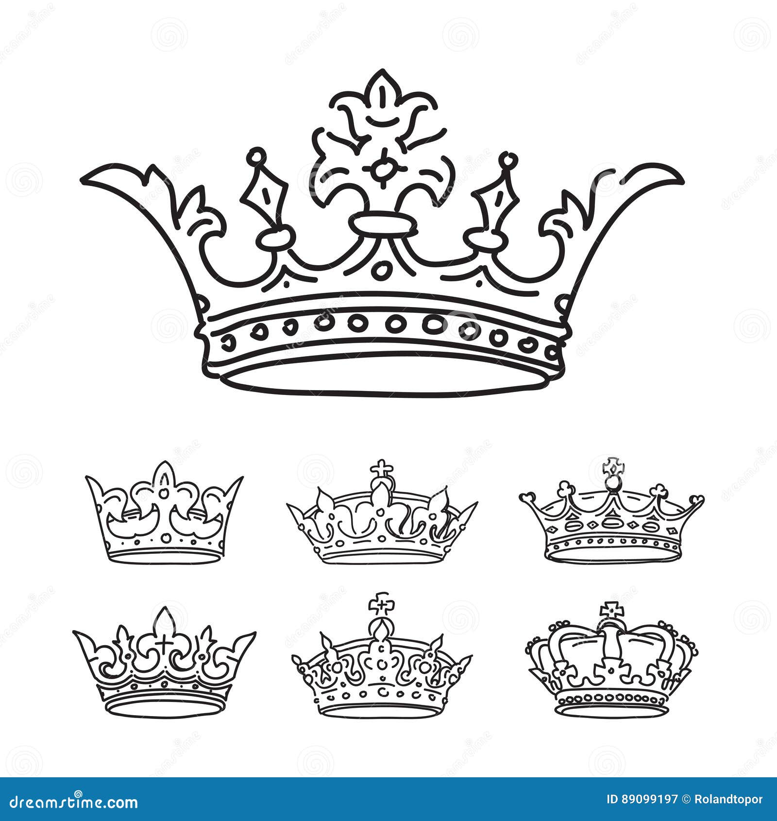 Set of Stylized Images of the Crowns. Vector Icons Stock Vector ...