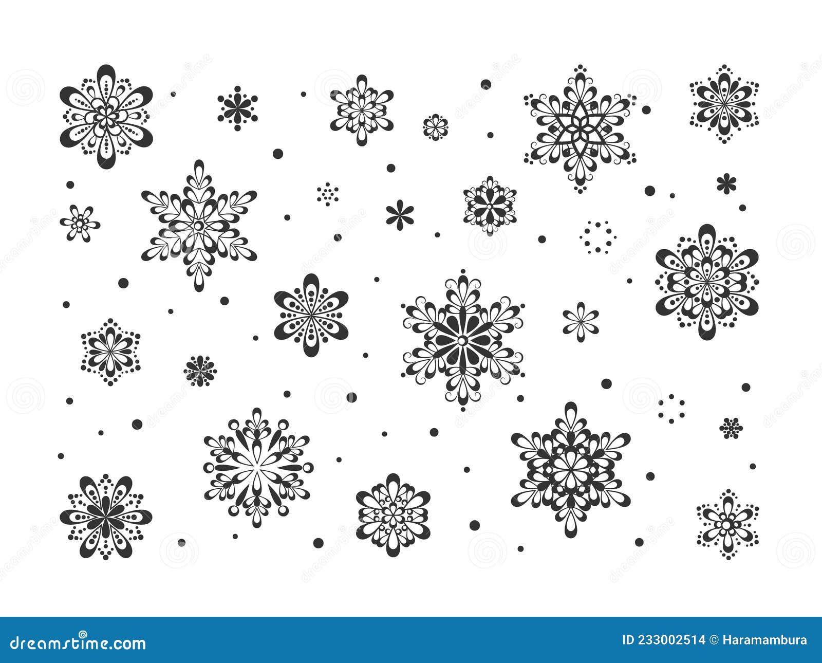 A Set of Stylized Snowflakes. Snowy, Winter Christmas Soft Motives ...