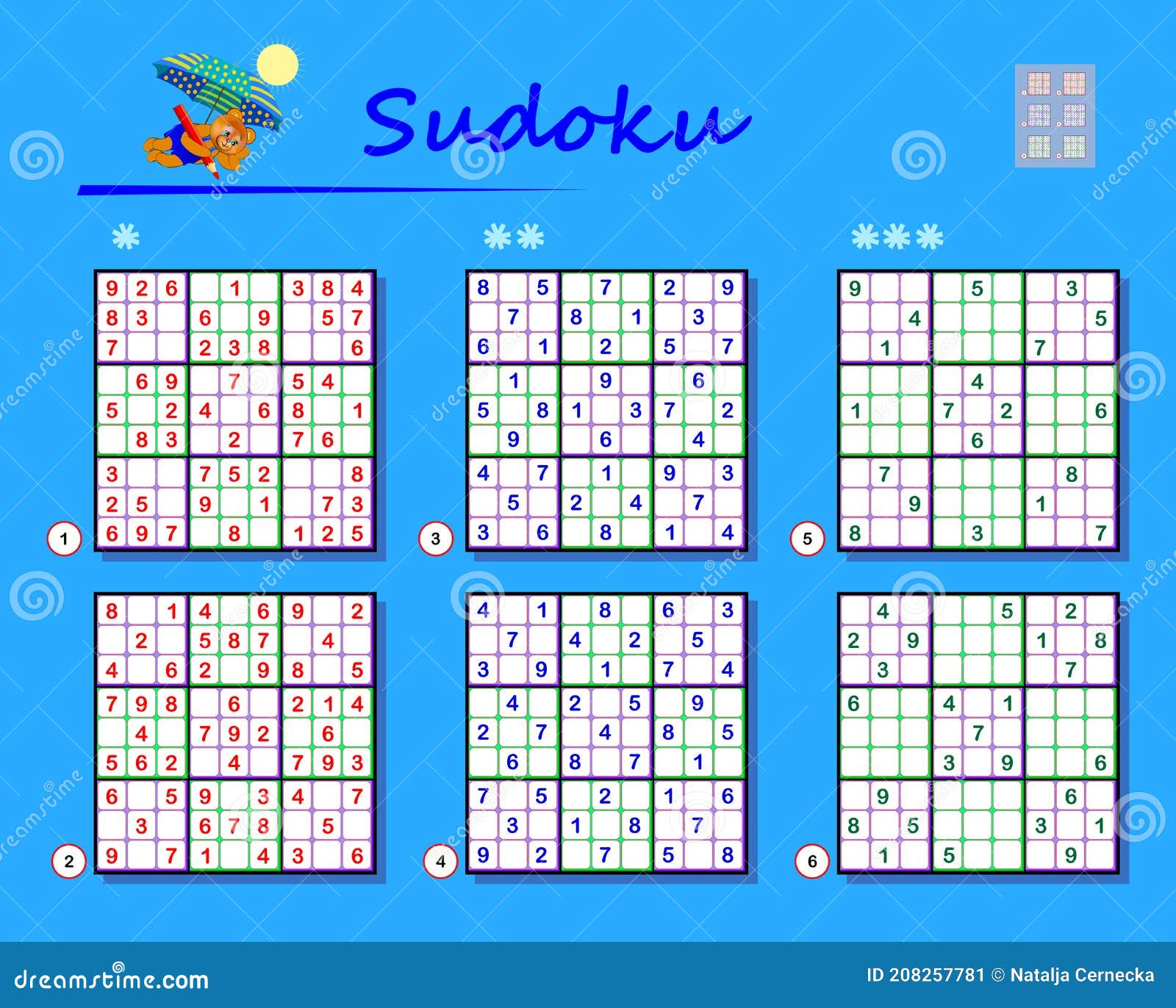 Set Of Sudoku Puzzles Different Levels Logic Game For Children And Adults Play Online Memory Training Exercises For Seniors Stock Vector Illustration Of Mind Antistress