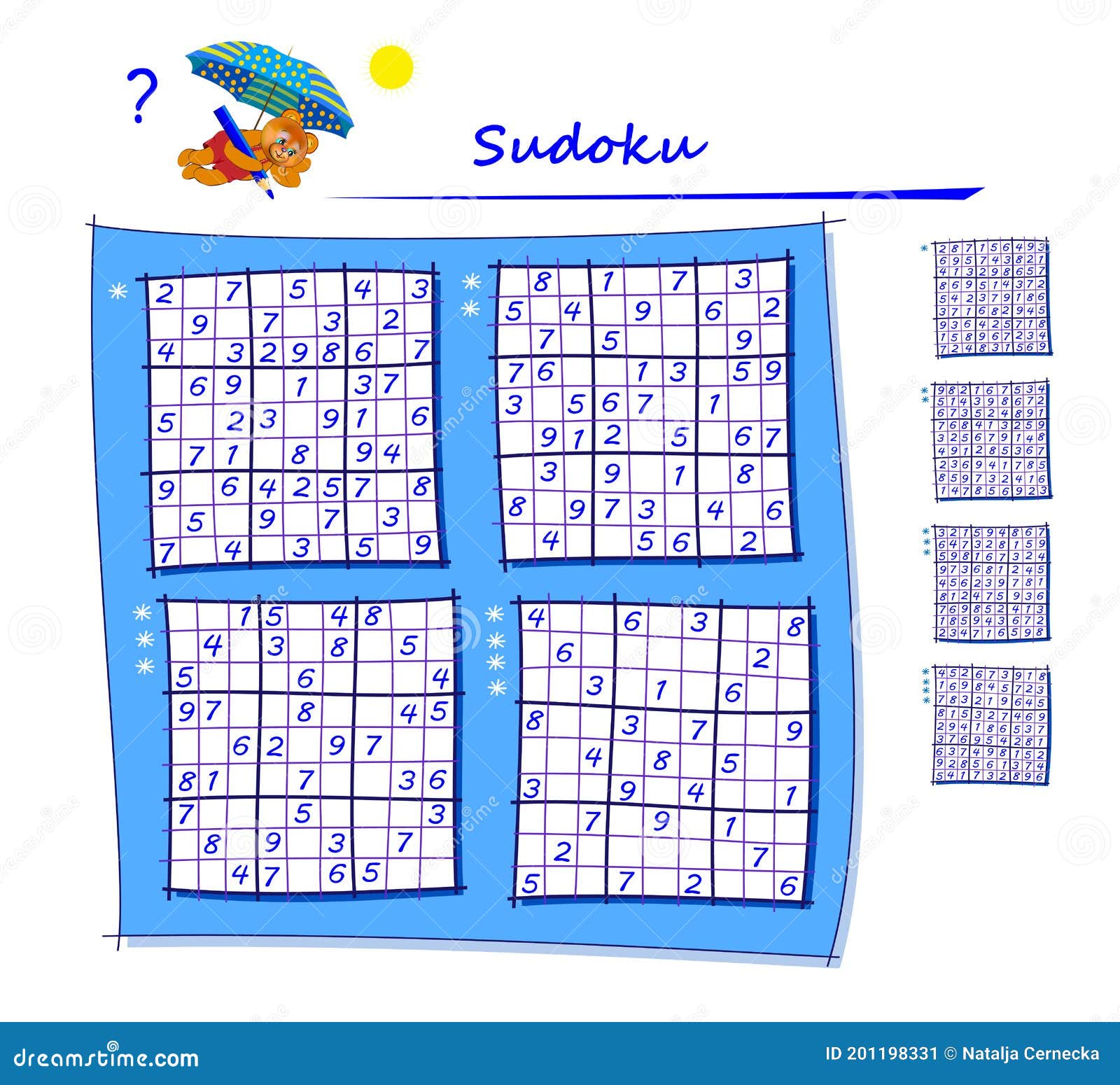 Set Of Sudoku Puzzles Different Levels Logic Game For Children And Adults Play Online Memory Training Exercises For Seniors Stock Vector Illustration Of Page Logic