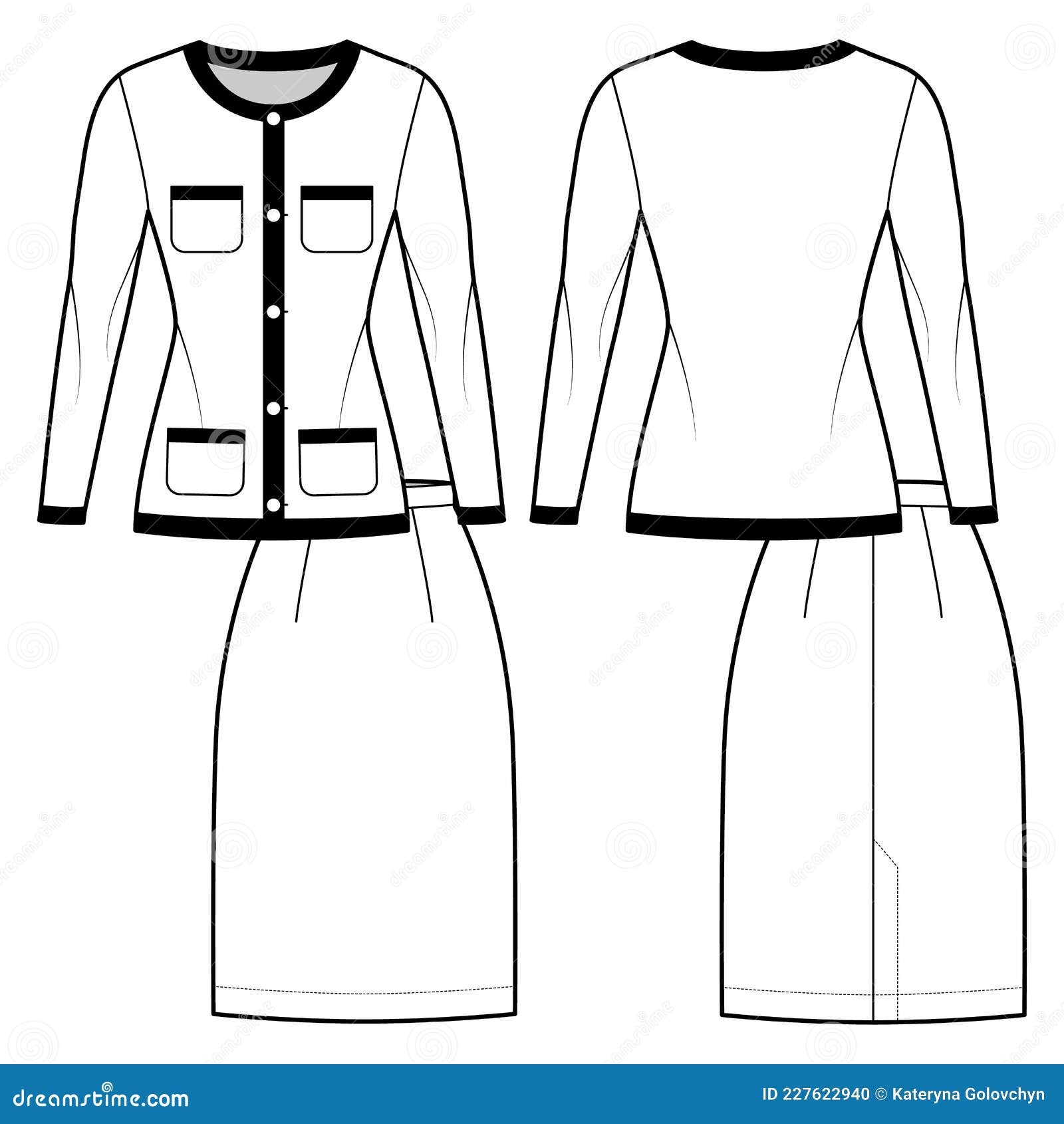 Set of Suit Chanel - Style - Classic Skirt and Blazer Technical