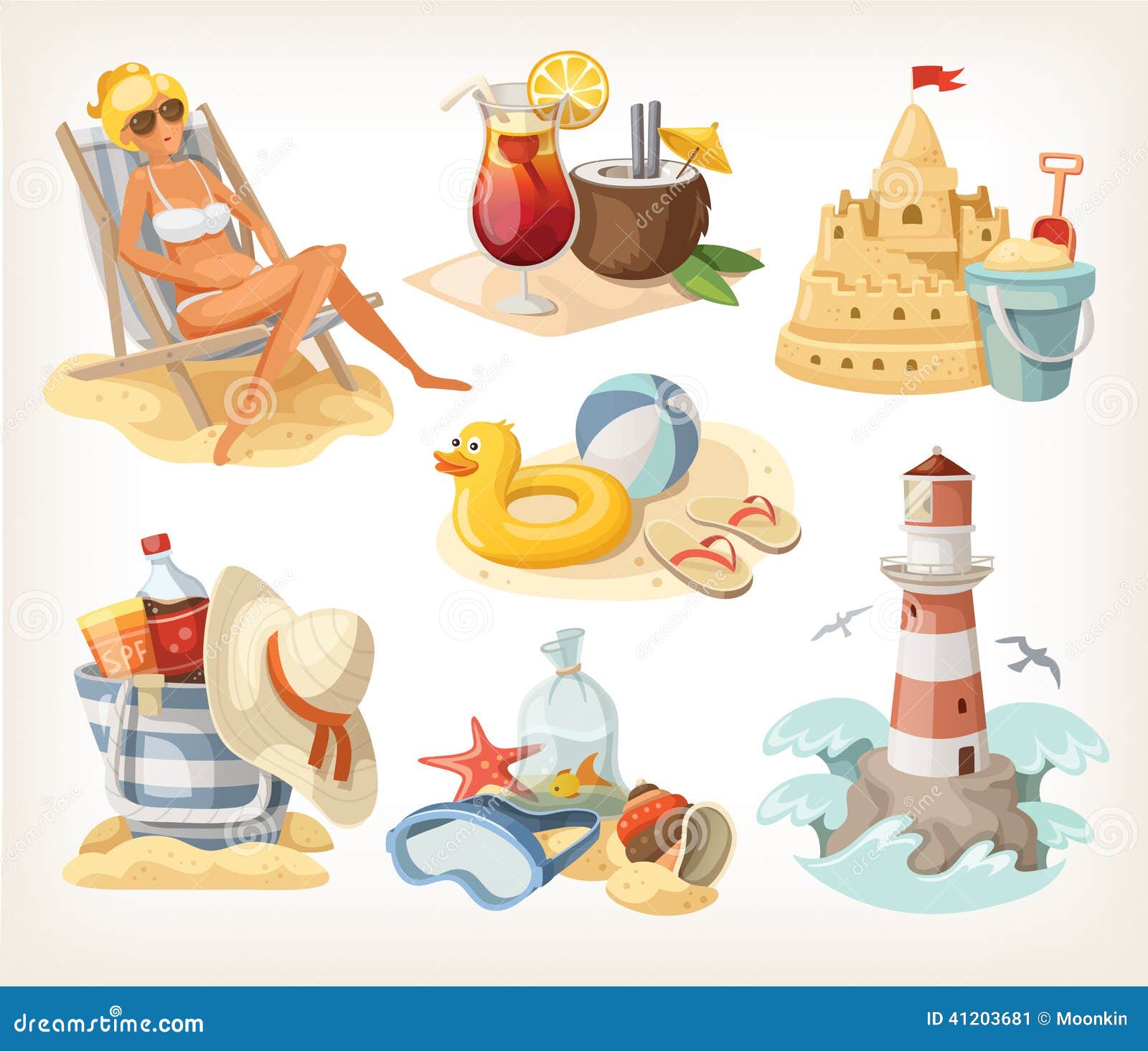 Summer beach vacation elements seamless - Stock Illustration [62580753]  - PIXTA