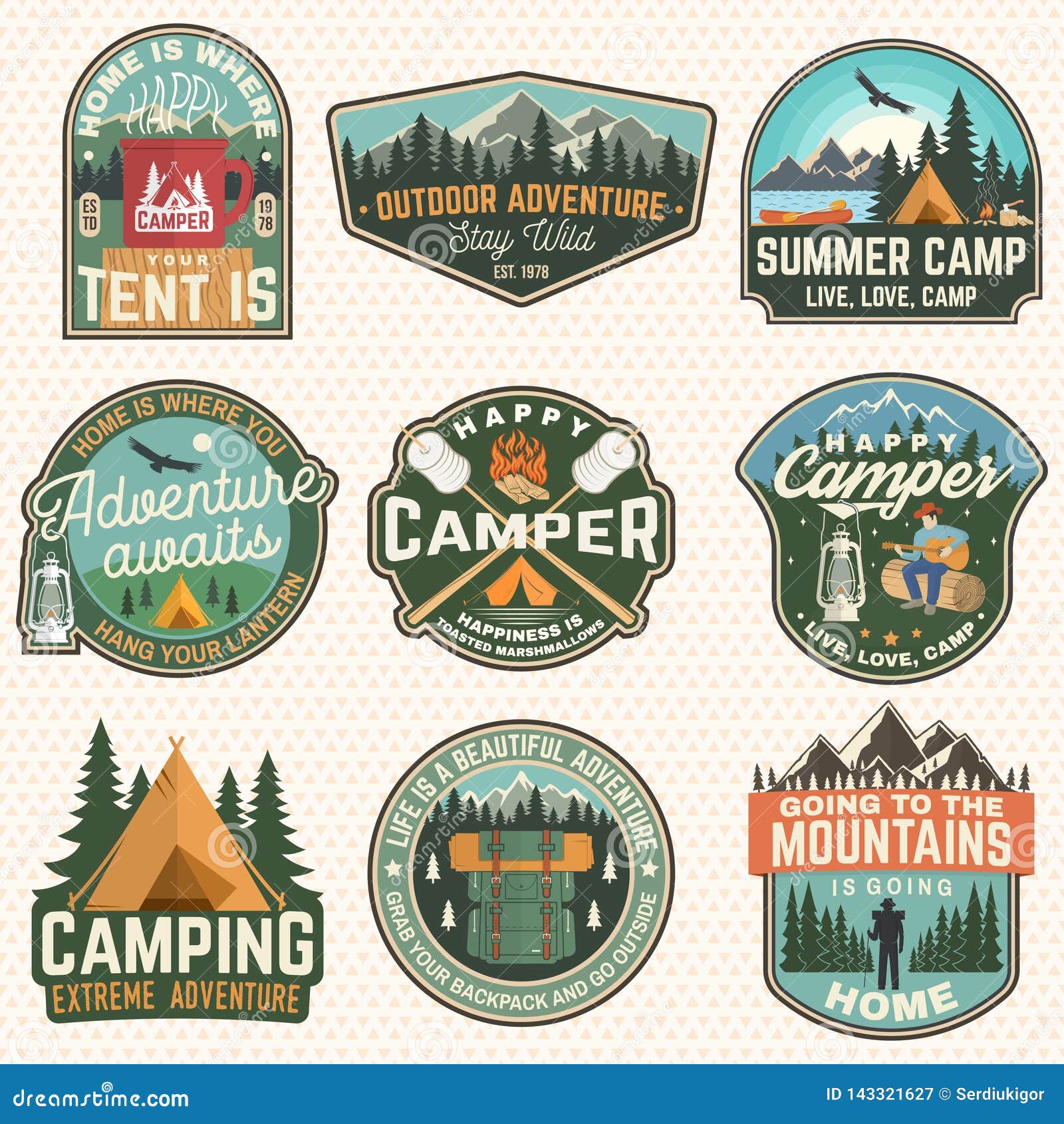 Download Set Of Summer Camp Badges. Vector. Concept For Shirt Or ...