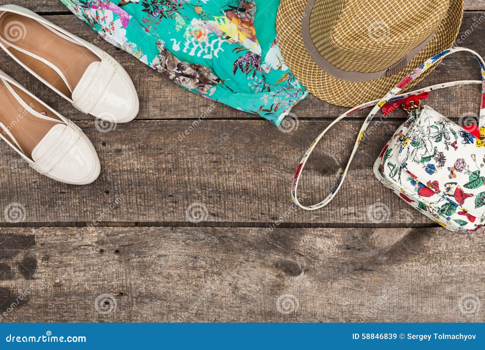 Set of summer clothes stock image. Image of blue, footwear - 58846839