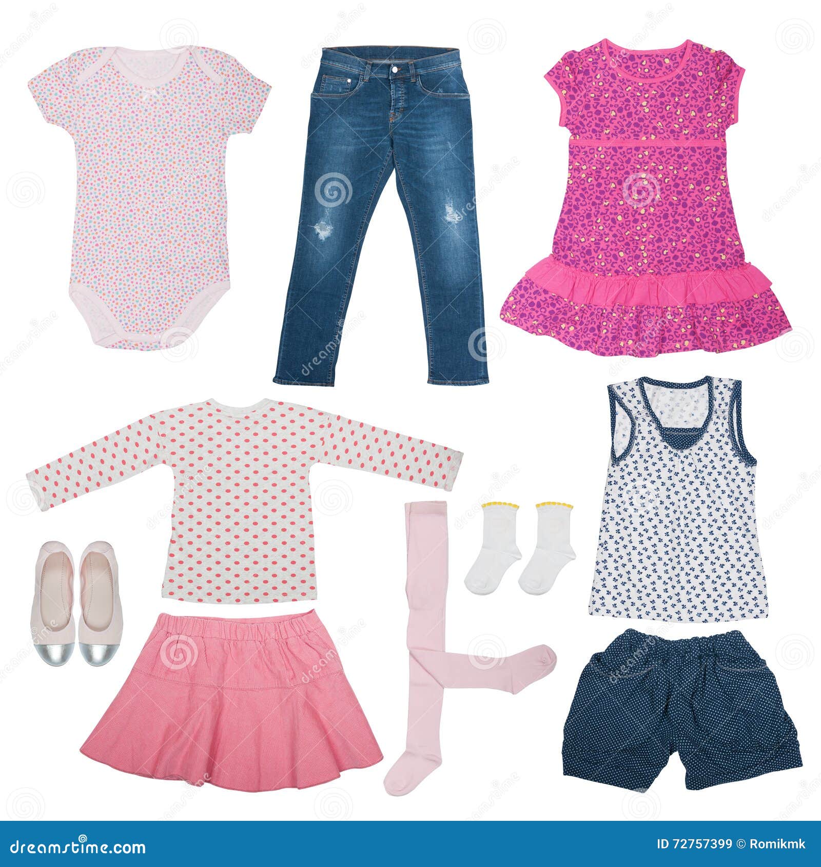 Set of Summer Clothing for Girl Isolated Stock Image - Image of shoes ...