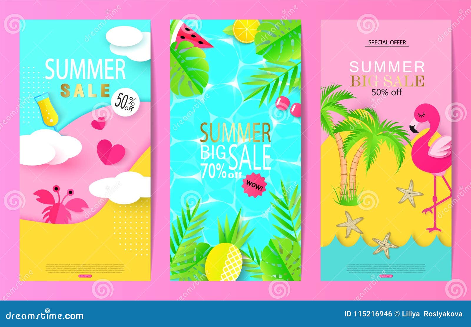 set of summer sale banner templates with paper s.  s for website and mobile website banners, posters, ema