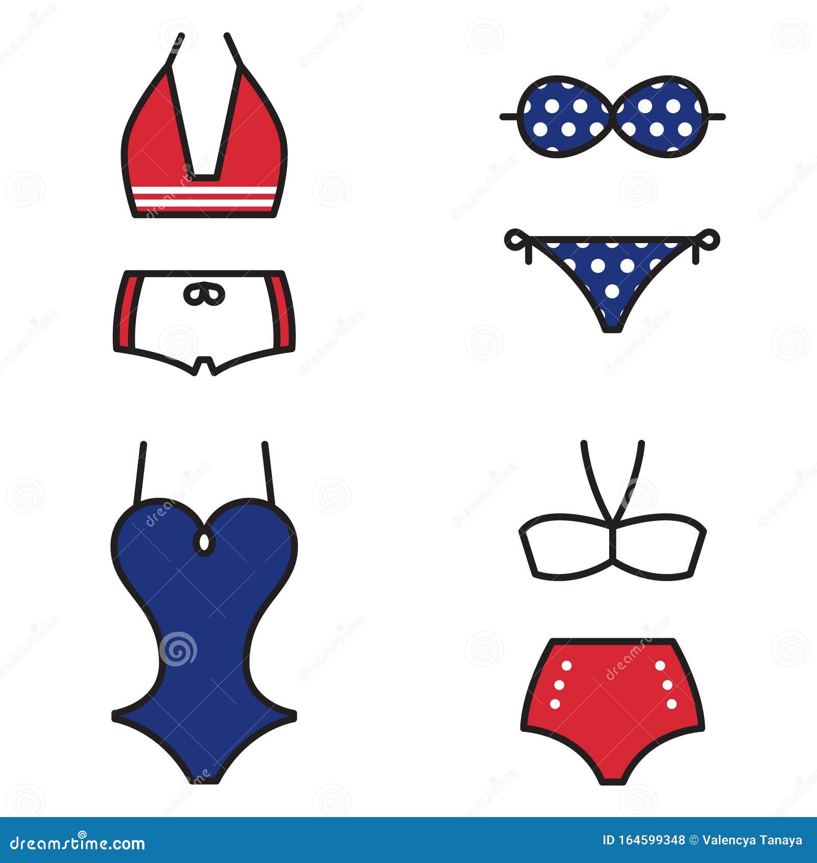 Set of Summer Woman Swimsuit Icon Stock Vector - Illustration of icon ...