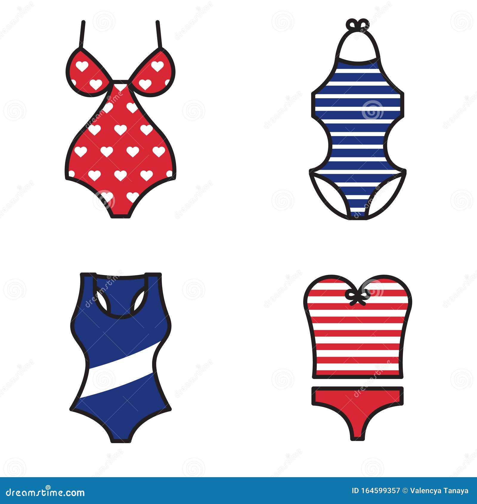 Set Summer Woman Swimsuit-pictogram Vector Illustratie - Illustration ...