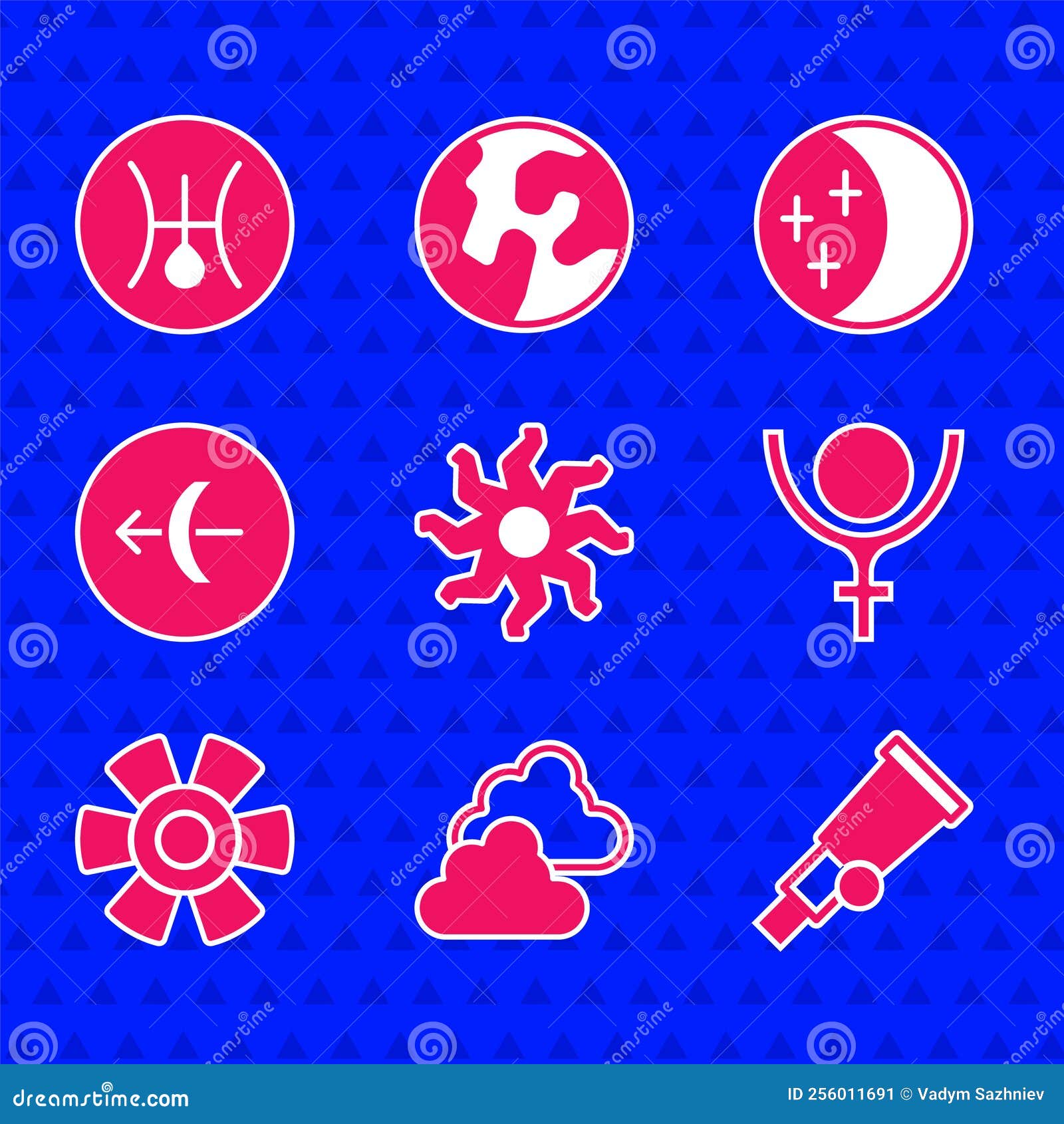 Set Sun, Cloudy Weather, Telescope, Symbol Pluto, Sagittarius Zodiac