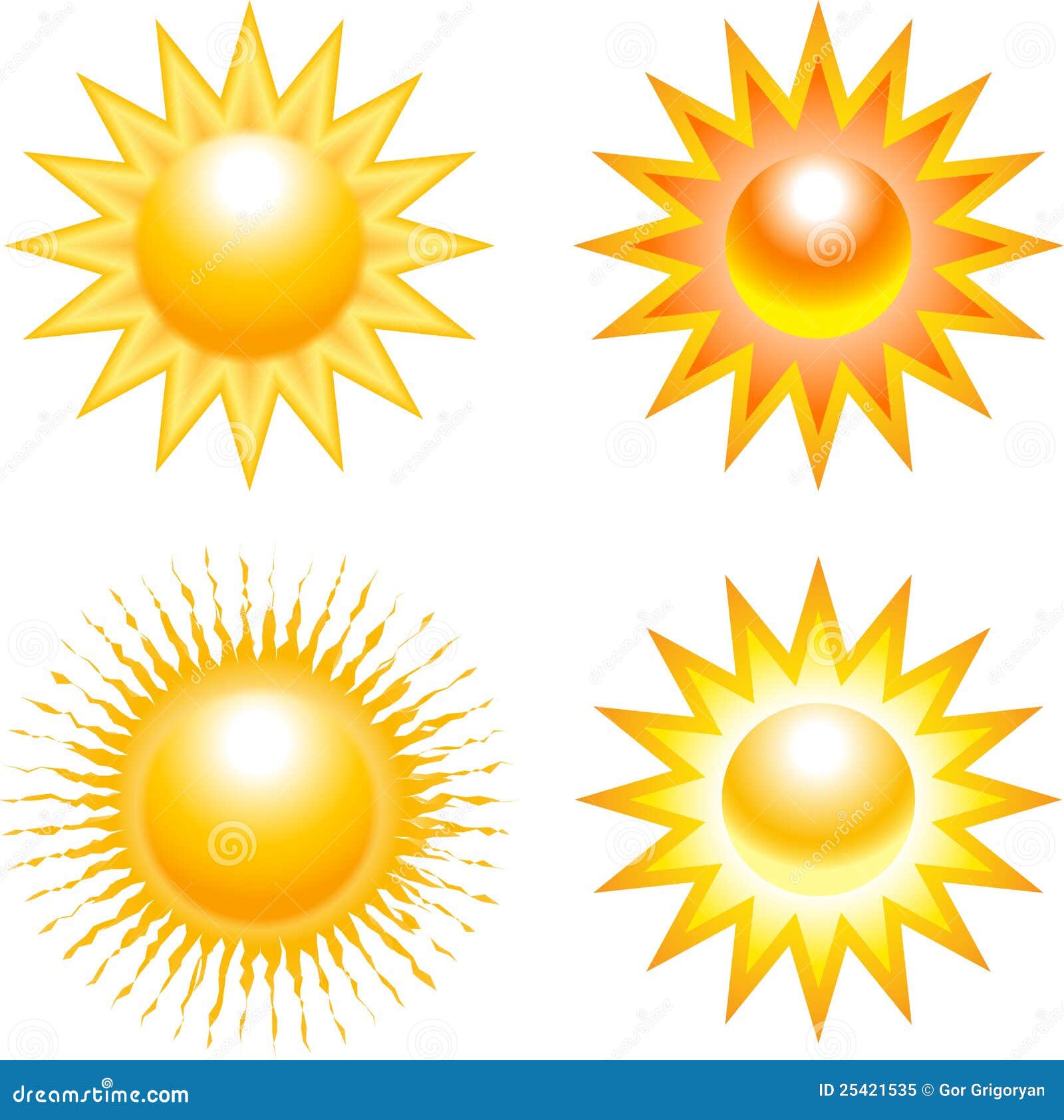 Set of sun illustrations stock vector. Image of sunny - 25421535