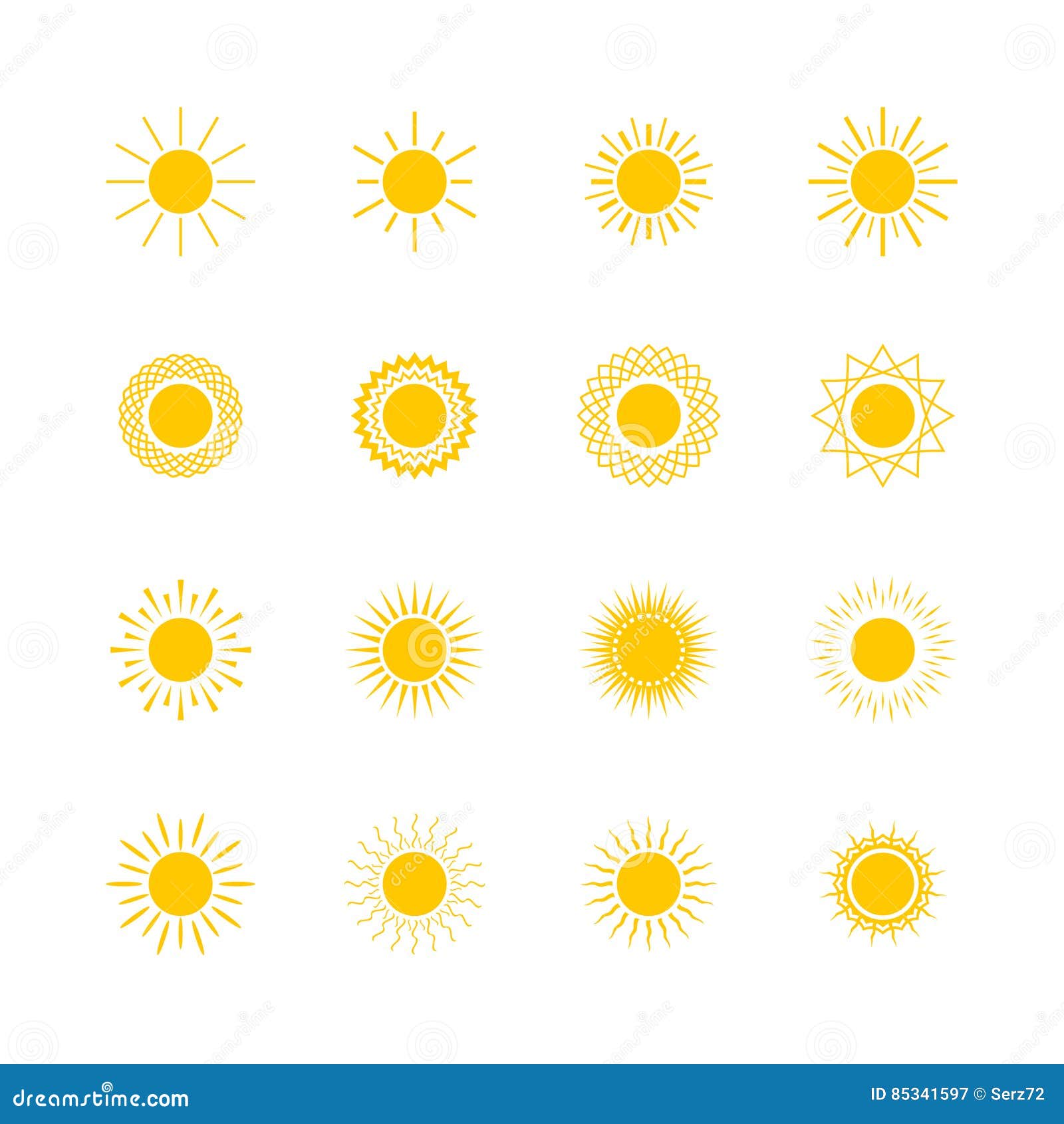Set of Sun Shapes stock vector. Illustration of sunny - 85341597