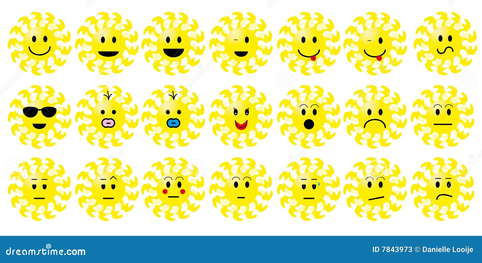 Set Of Sun Smileys Stock Vector Illustration Of Computer 7843973