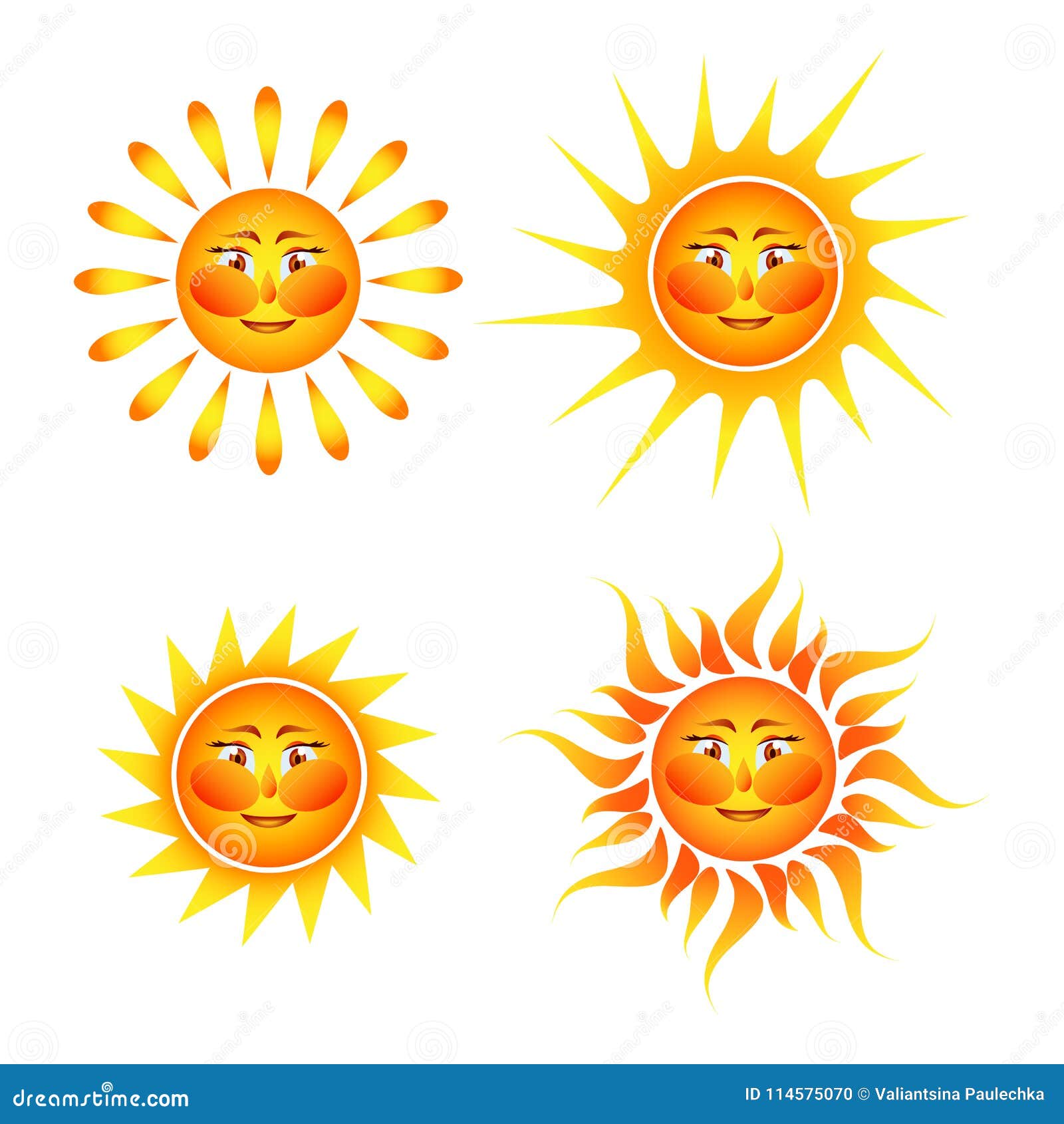 Set of Suns on a White Background Stock Vector - Illustration of circle ...