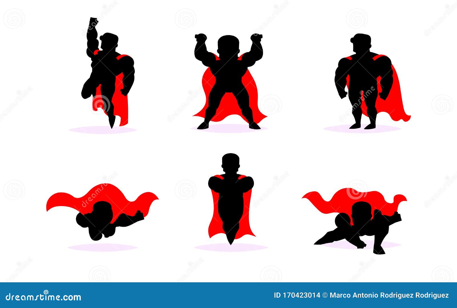 Superhero Actions Icon Set in Cartoon Colored Style Different Poses Vector  Illustration. Stock Illustration - Illustration of actions, isolated:  219721435