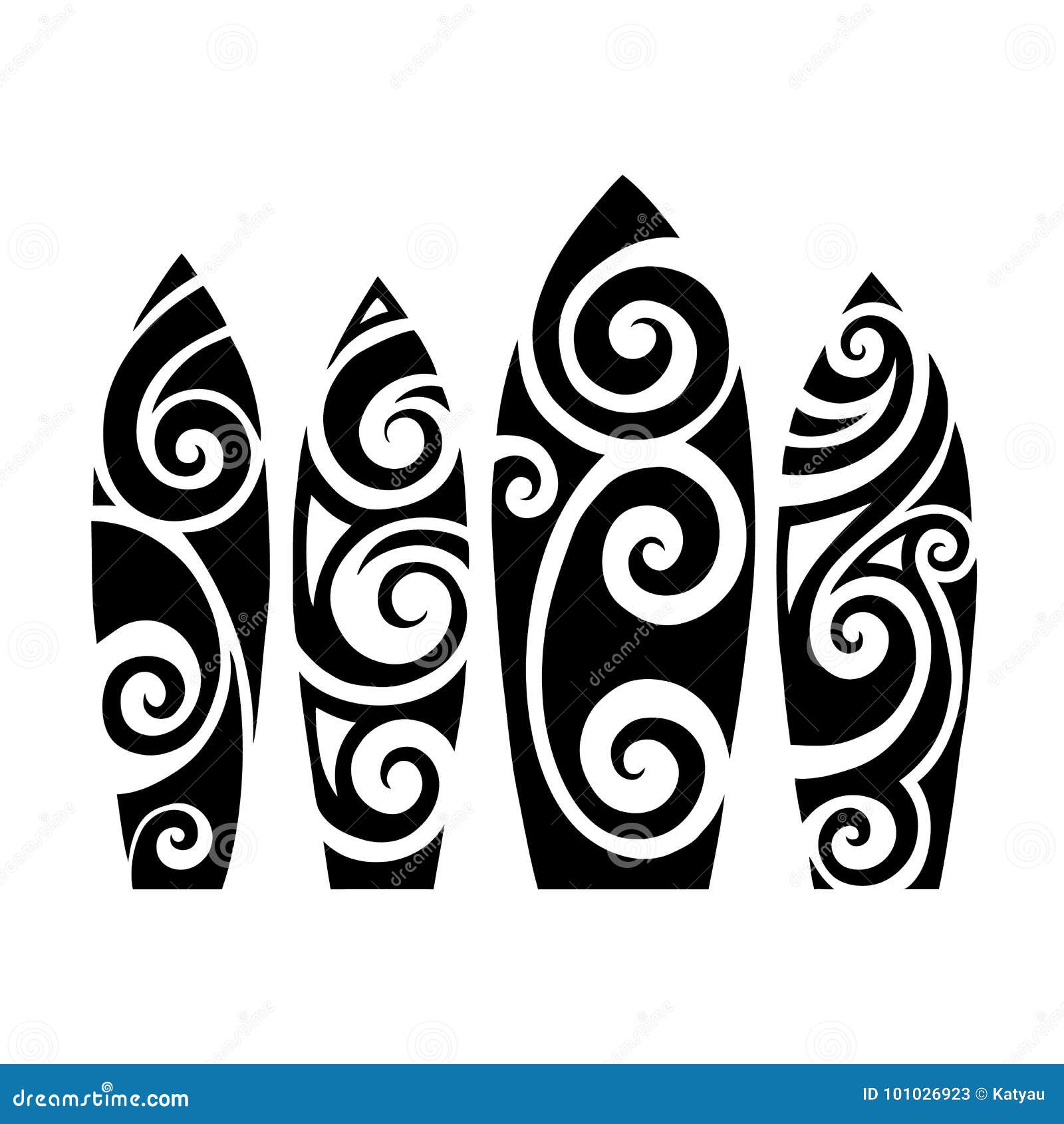 Set of Surf Boards. Vector Illustration Stock Illustration