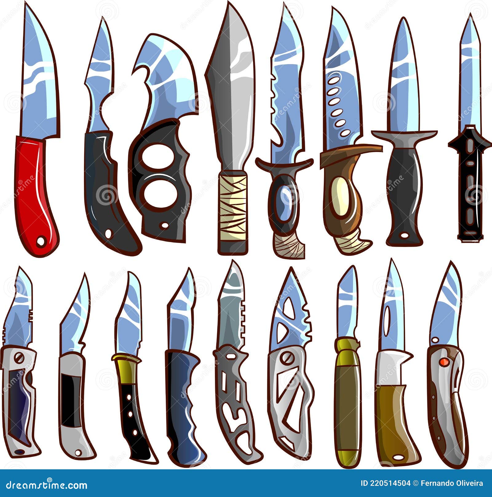 Set of Survival Knives in Cartoon Format Stock Vector - Illustration of  military, designs: 220514504