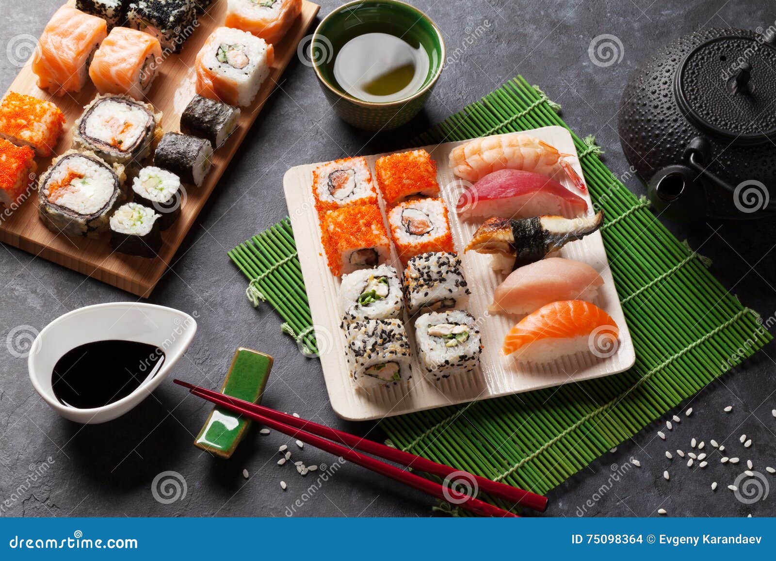 Japanese sushi set Stock Photo by karandaev