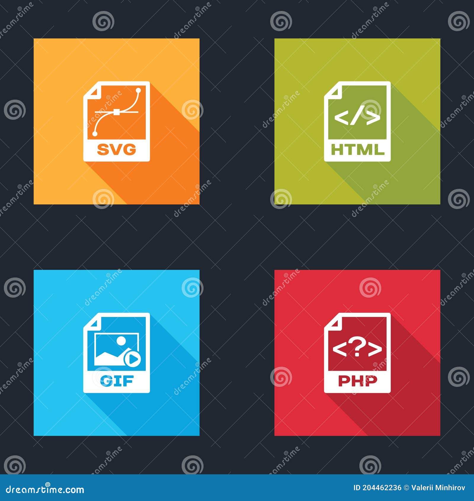 Download Set Svg File Document Html Gif And Php Icon Vector Stock Vector Illustration Of Background Arrow 204462236