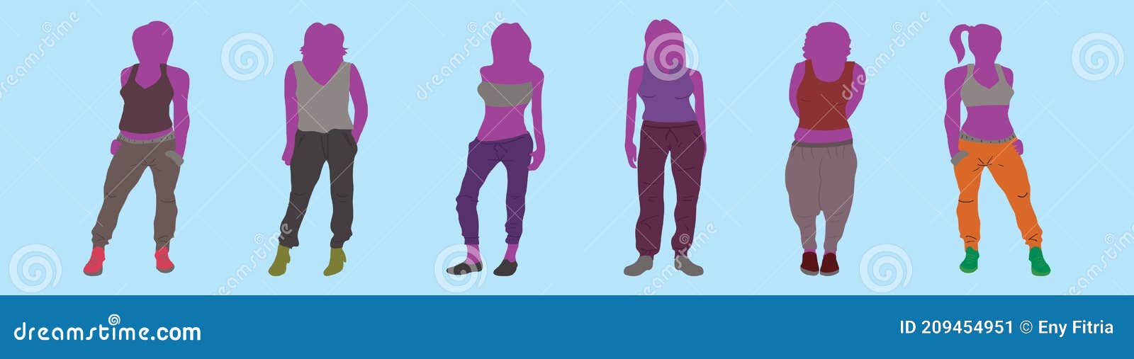 Set of Sweat Pants Cartoon Icon Design Template with Various Models. Vector Illustration