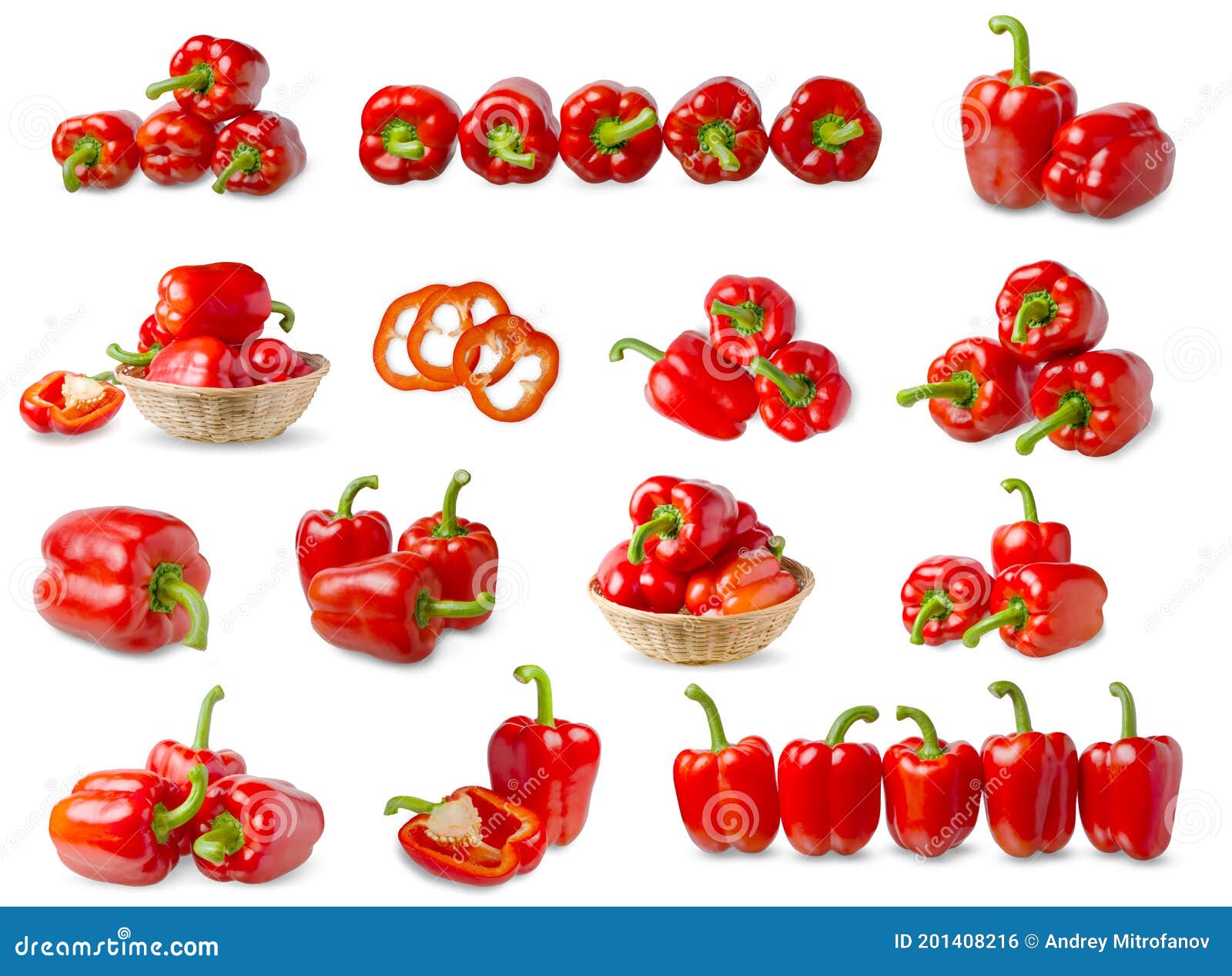 Set of Sweet Red Pepper. Isolated on White Stock Photo Image of