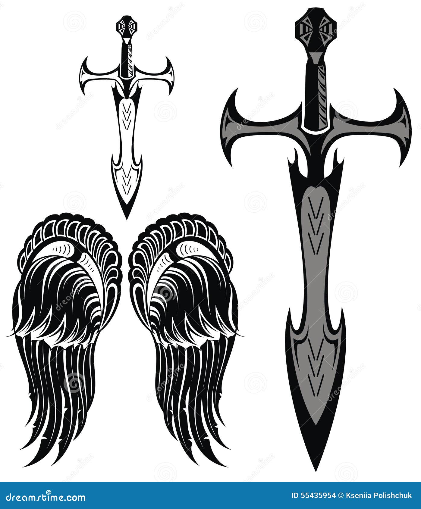 Premium Vector  Tattoo art skull and sword black cross