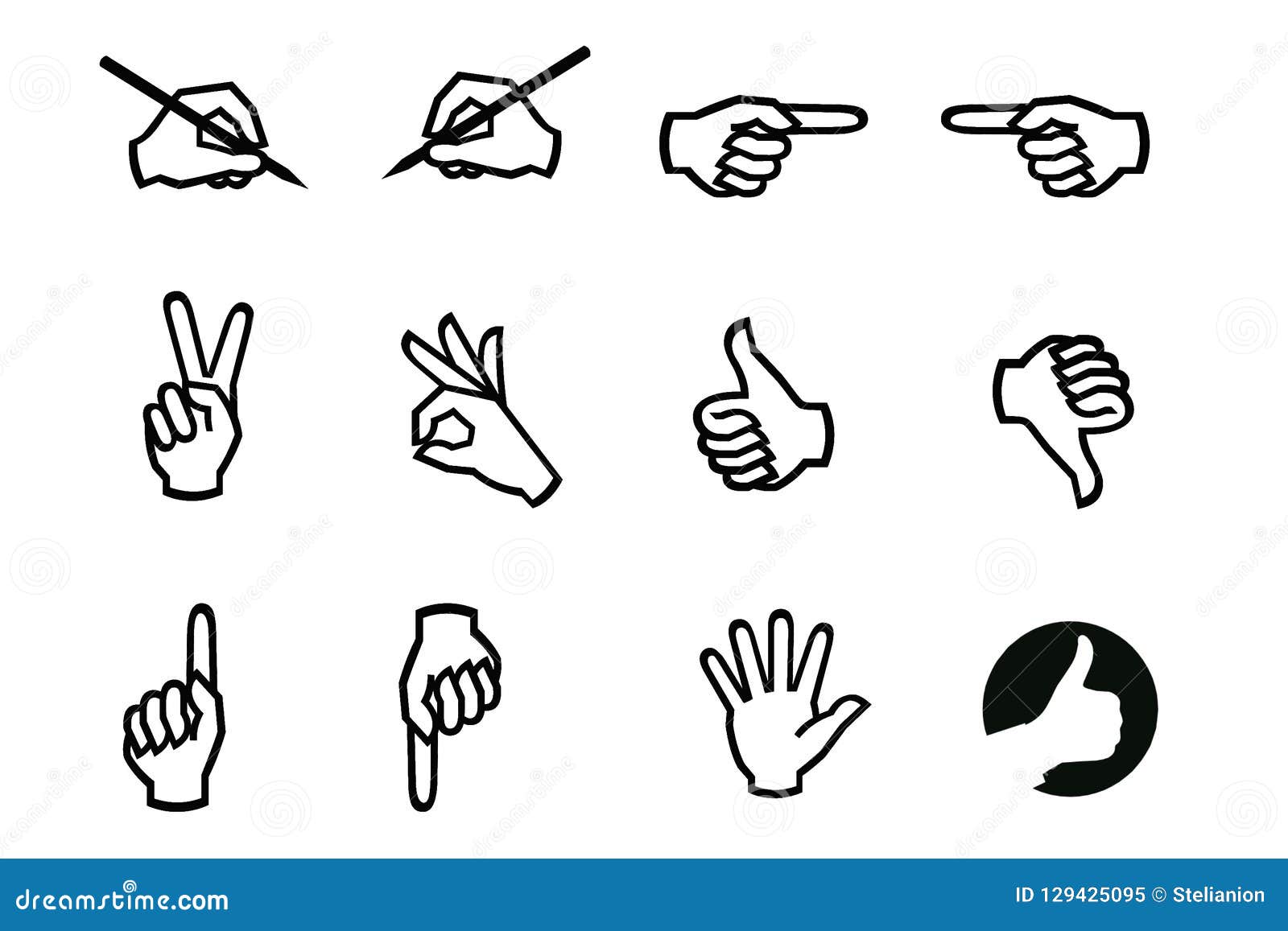 Set Symbols with Hand Positions Stock Illustration Illustration of