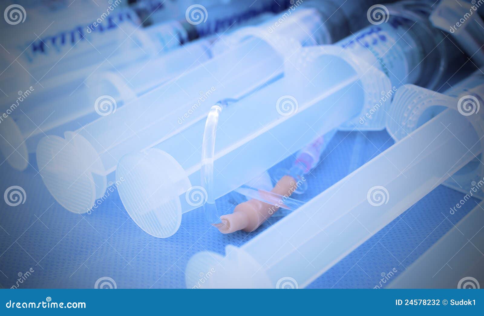 Set Of Syringes And Infusion System. Stock Photo - Image of instrument