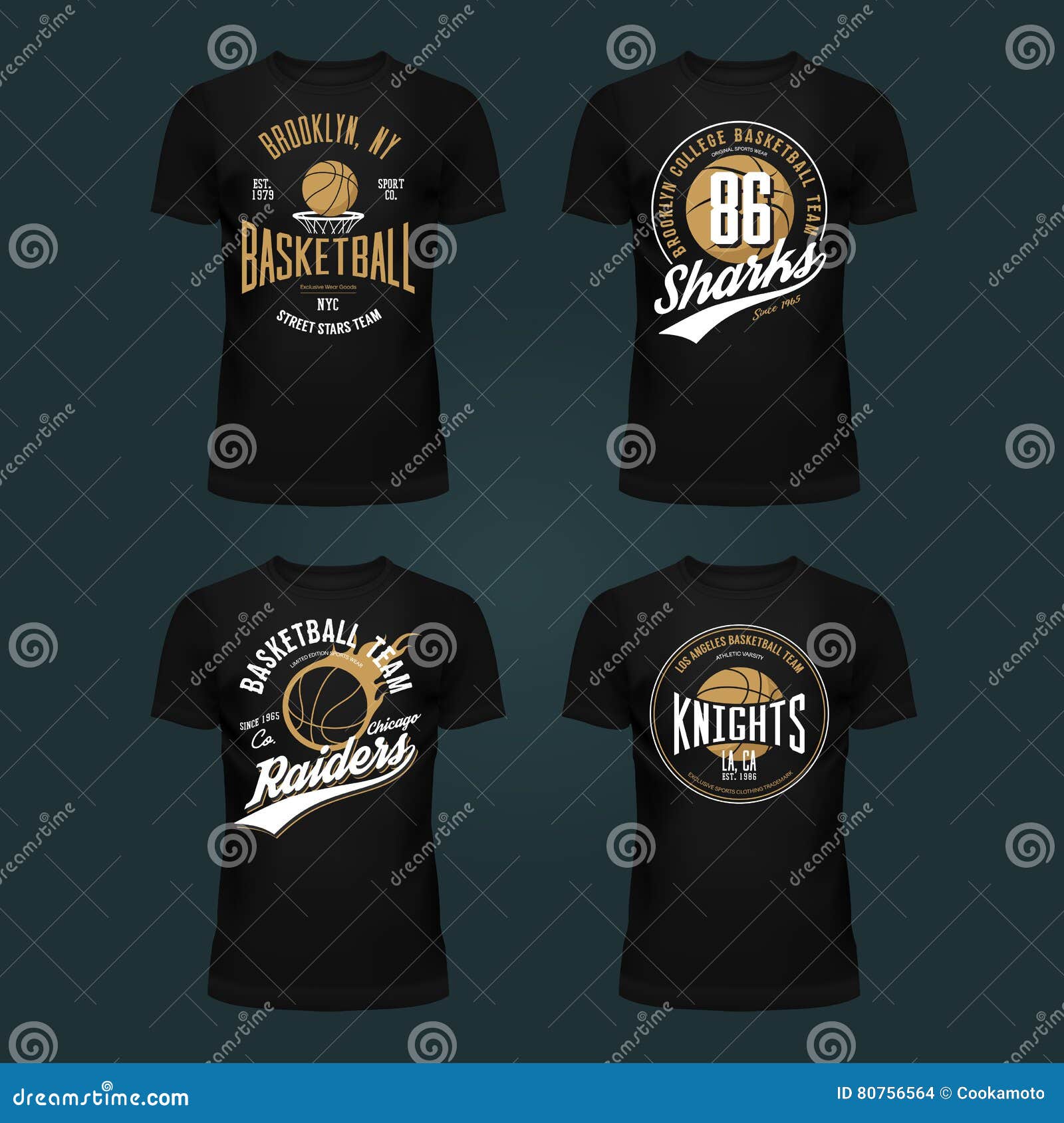 Set of T-shirt Basketball Print or Cloth Design Stock Vector ...