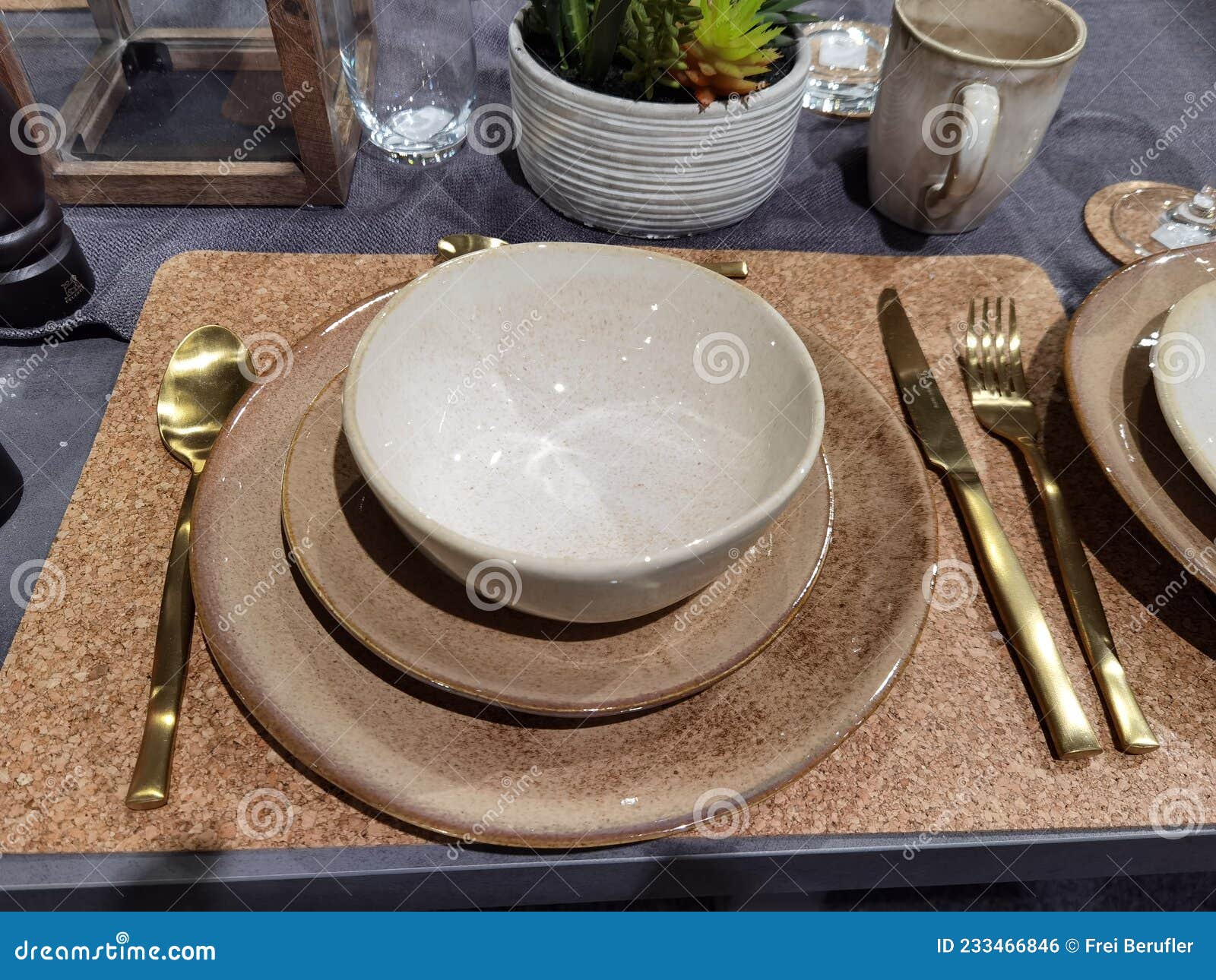Set Table with Plate and Place Mat for Dinner Stock Photo Image of