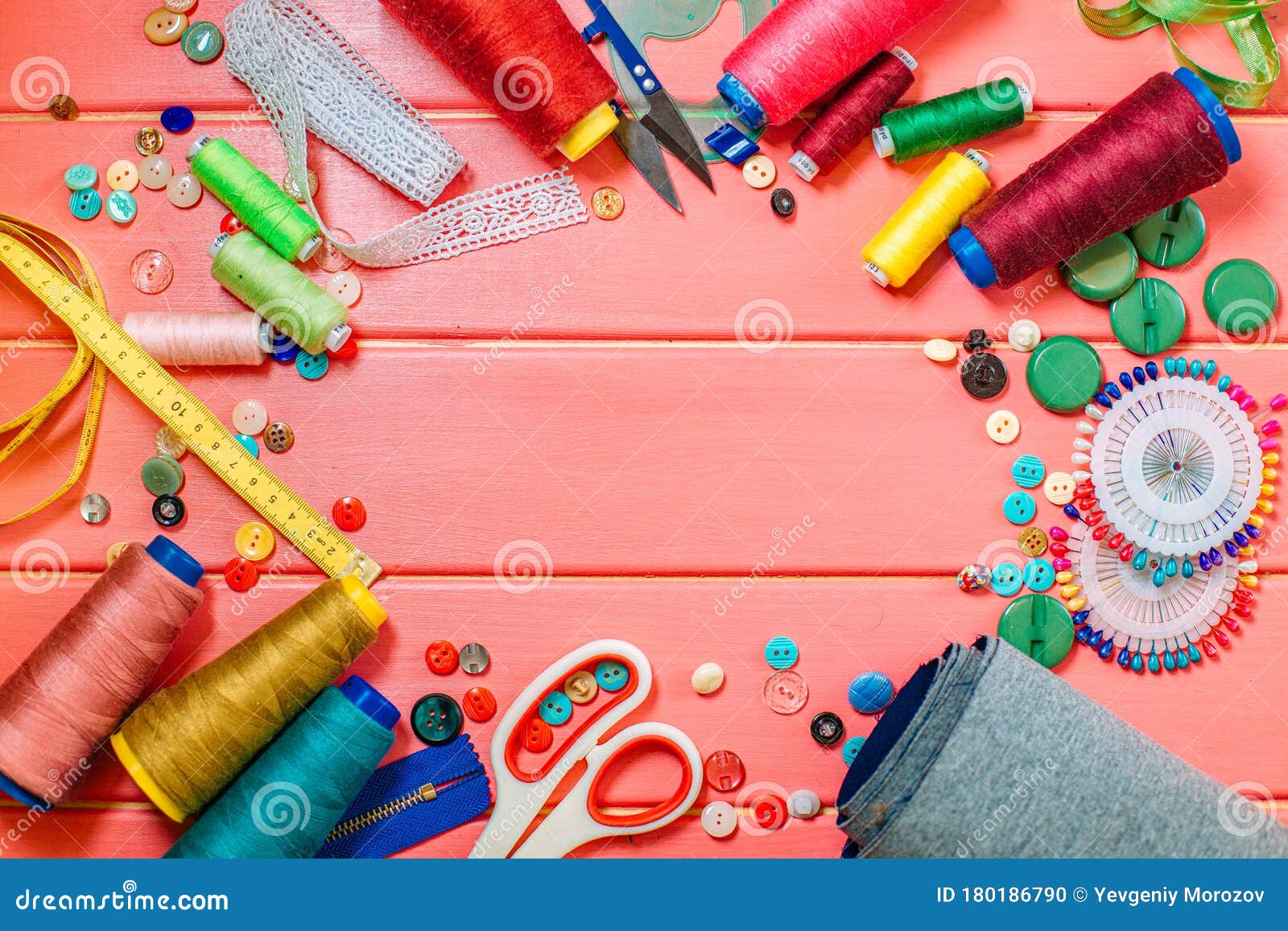 Set of Tailoring Tools and Accessories on Table Stock Photo Image of