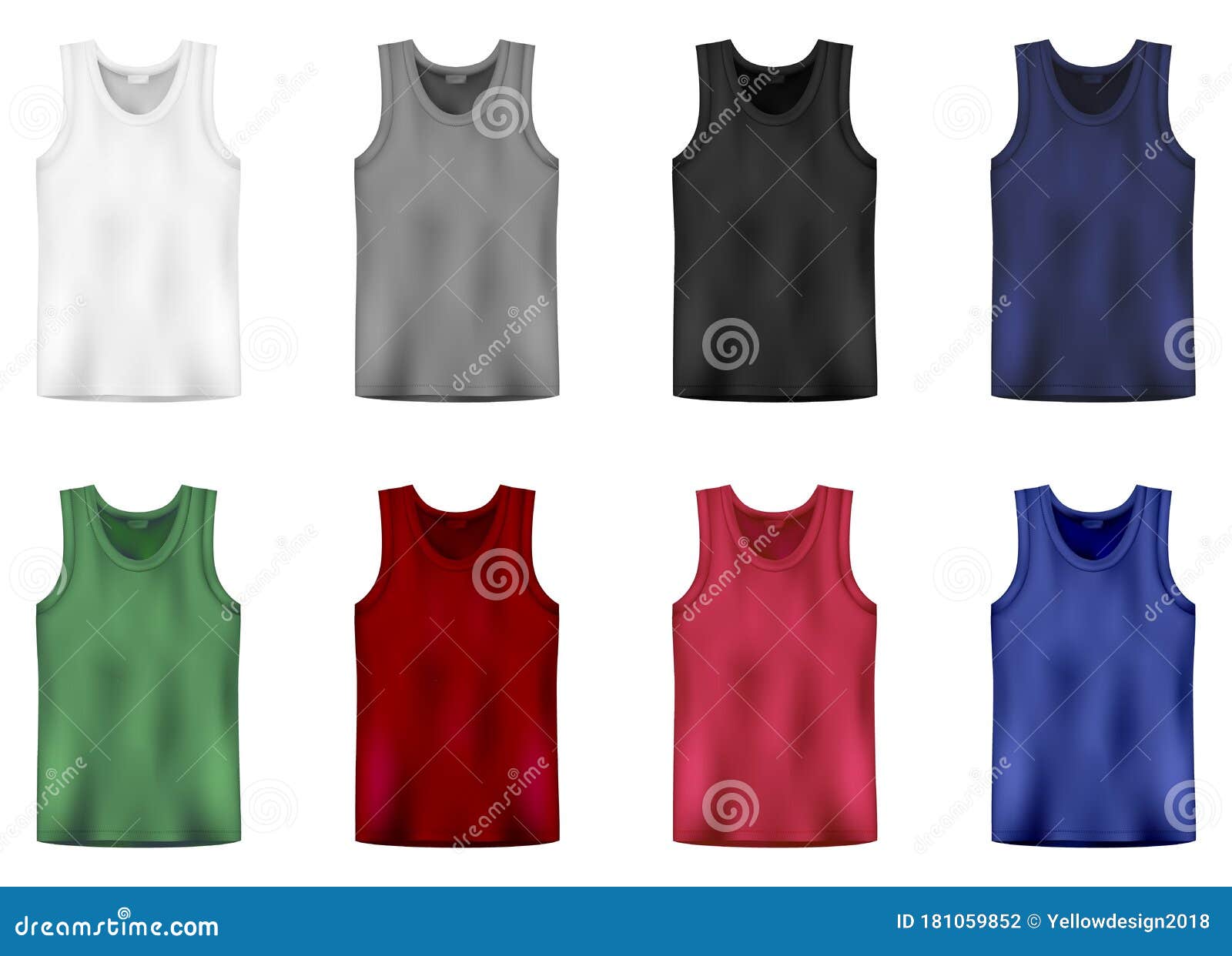 Set of Tank Top in White, Gray,black, Blue, Green and Red Colors. Men Vest  Underwear Stock Illustration - Illustration of children, fashion: 181059852