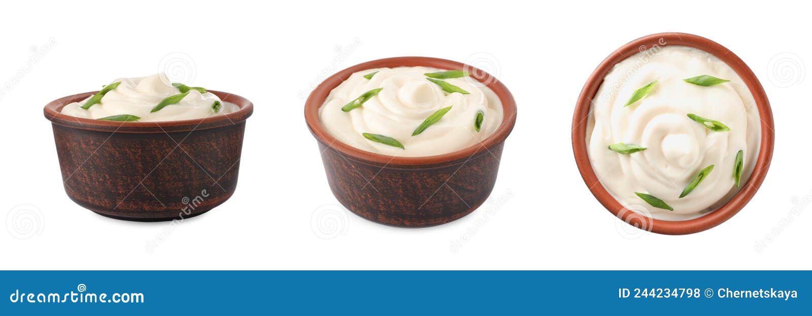 Set with Tasty Mayonnaise on White Background. Banner Design Stock