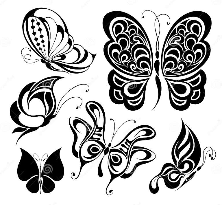 Set of tattoo butterflies stock vector. Illustration of insect - 18321201