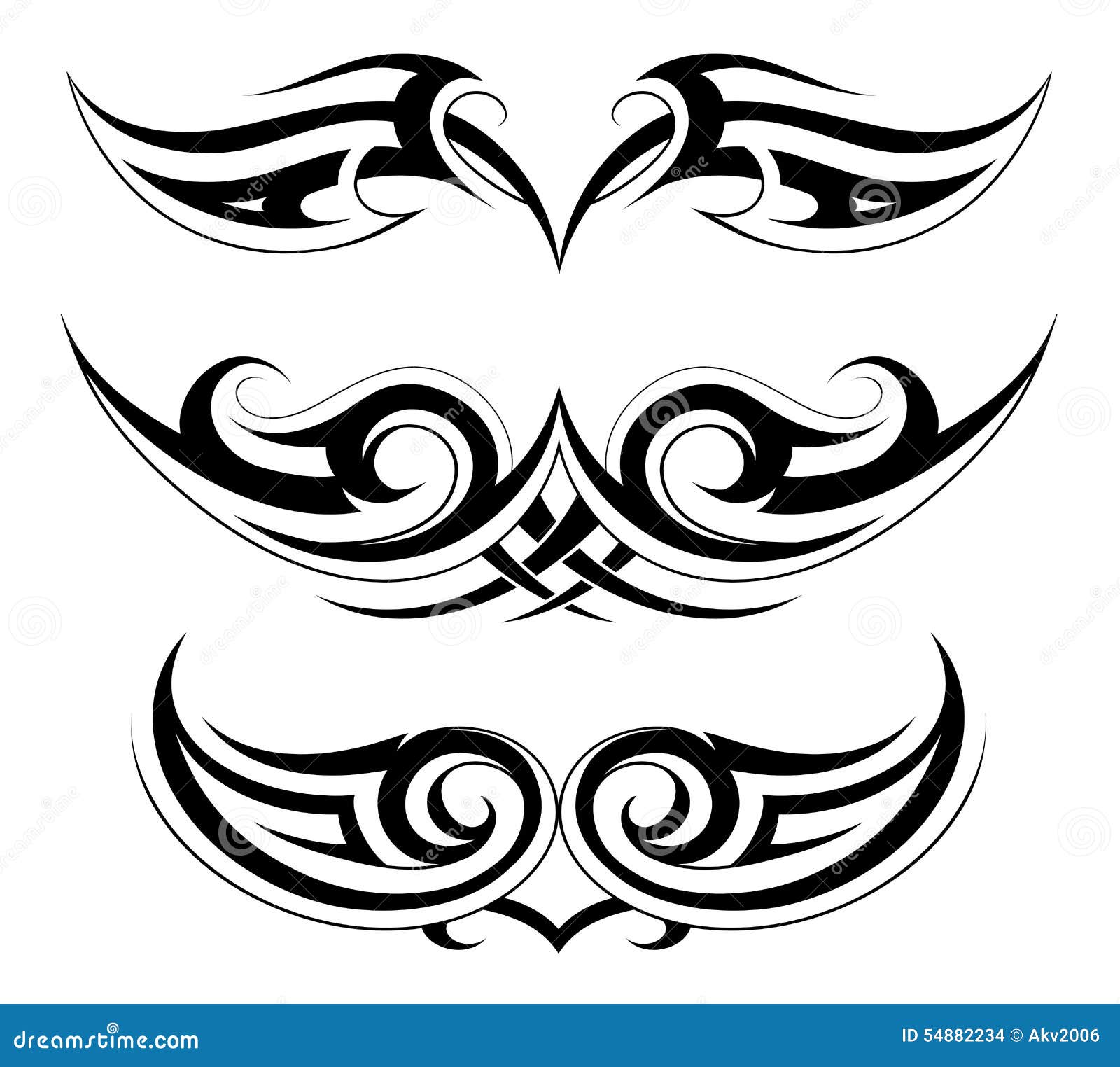 Set of Tattoo Shapes on Symmetry Basis Stock Vector - Illustration of ...