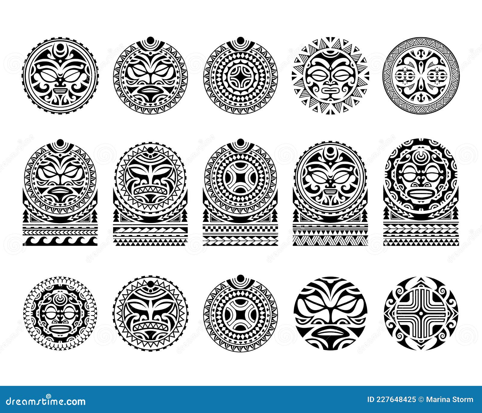 Set of Tattoo Sketch Maori Style. Round and for Shoulder Stock Vector -  Illustration of lines, ornate: 227648425