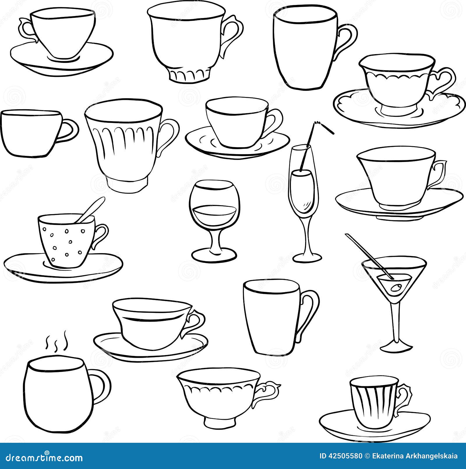 Set of teacups stock vector. Illustration of cafe, juice - 42505580