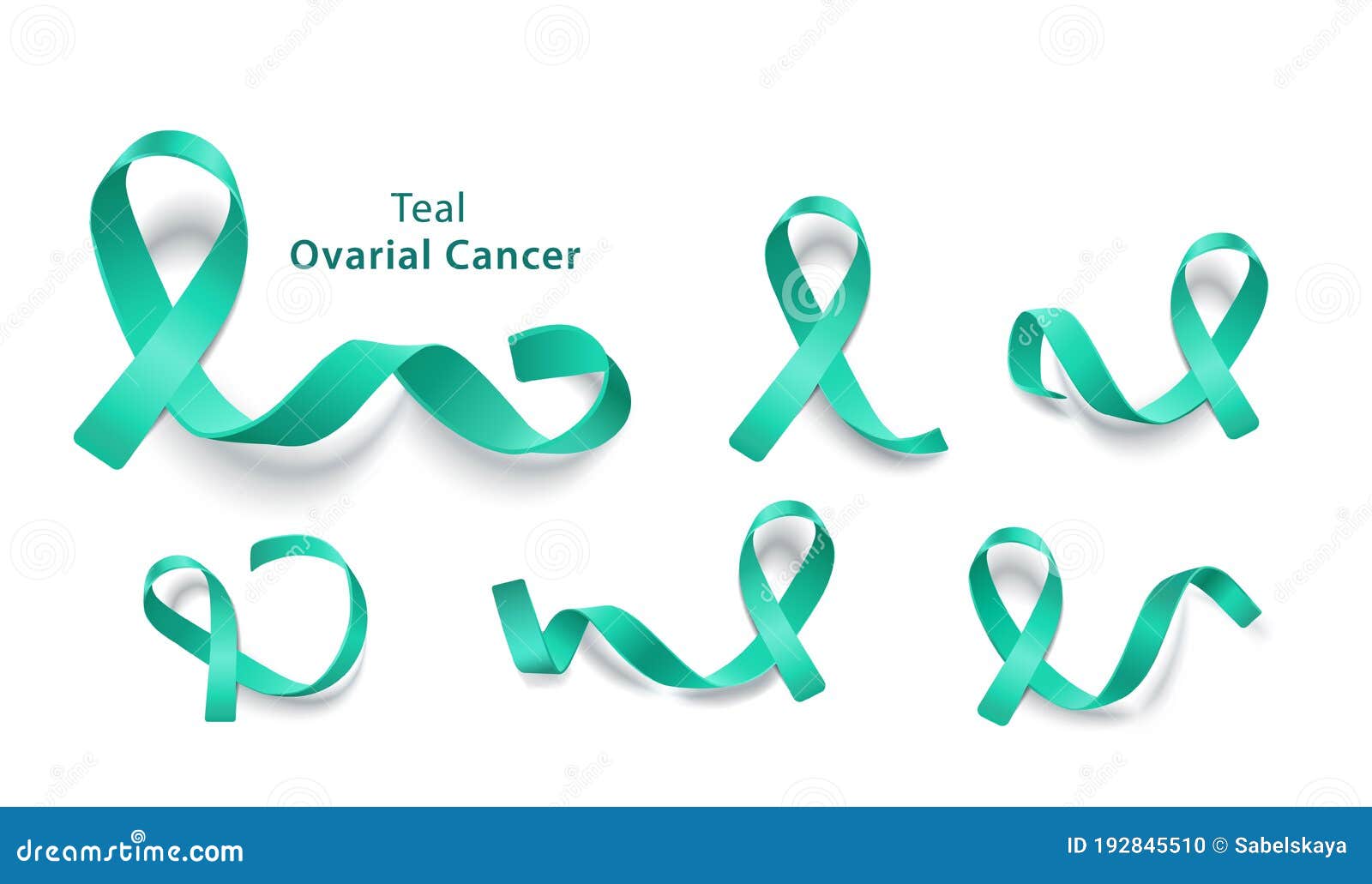 Set of Teal Ribbons for Ovarian Cancer Charity Awareness Stock Vector ...