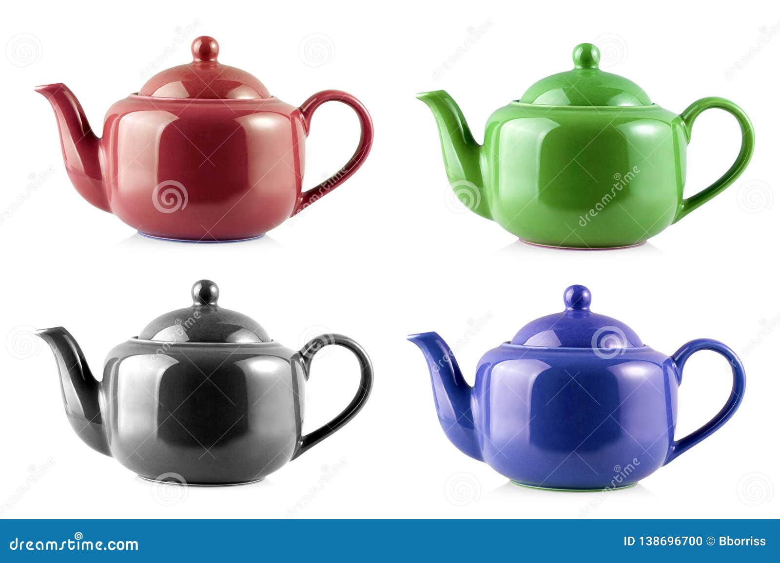The Set of Teapot Kettle Isolated on White Background Stock Photo