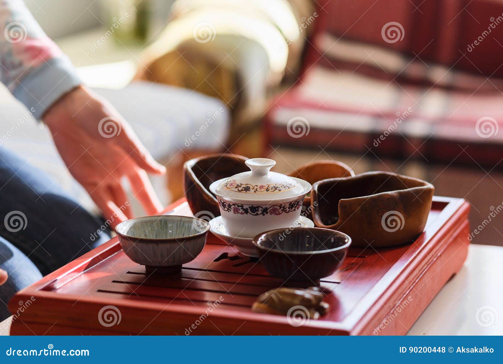 Set of Teapot, Three Kinds of Tea and Two Bowls Stock Photo Image of