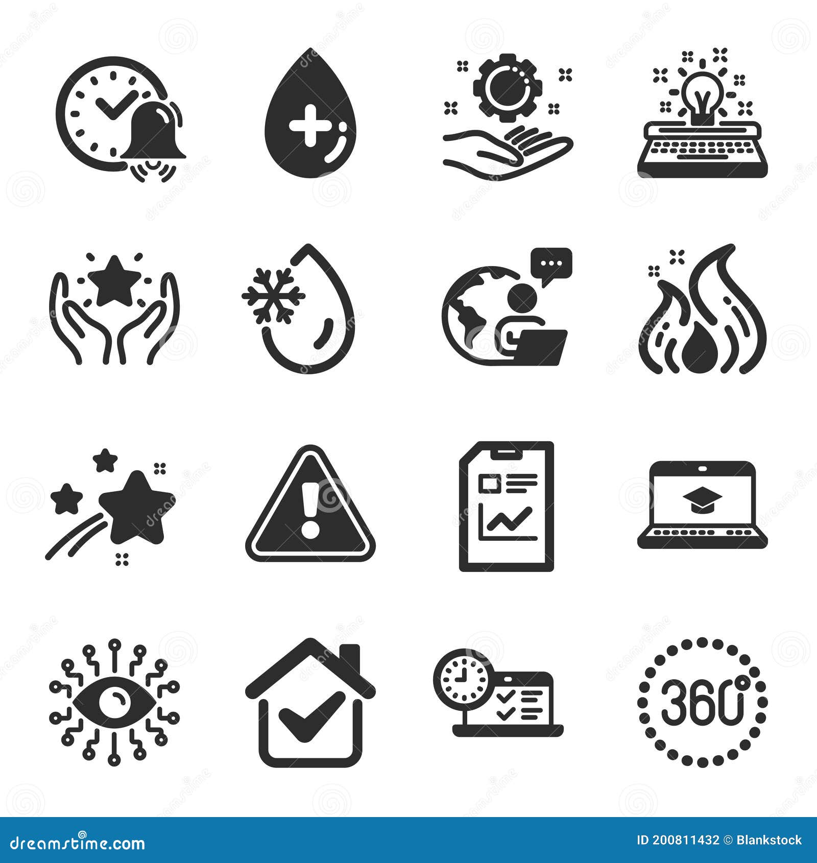 set of technology icons, such as freezing water, website education, 360 degrees s. 