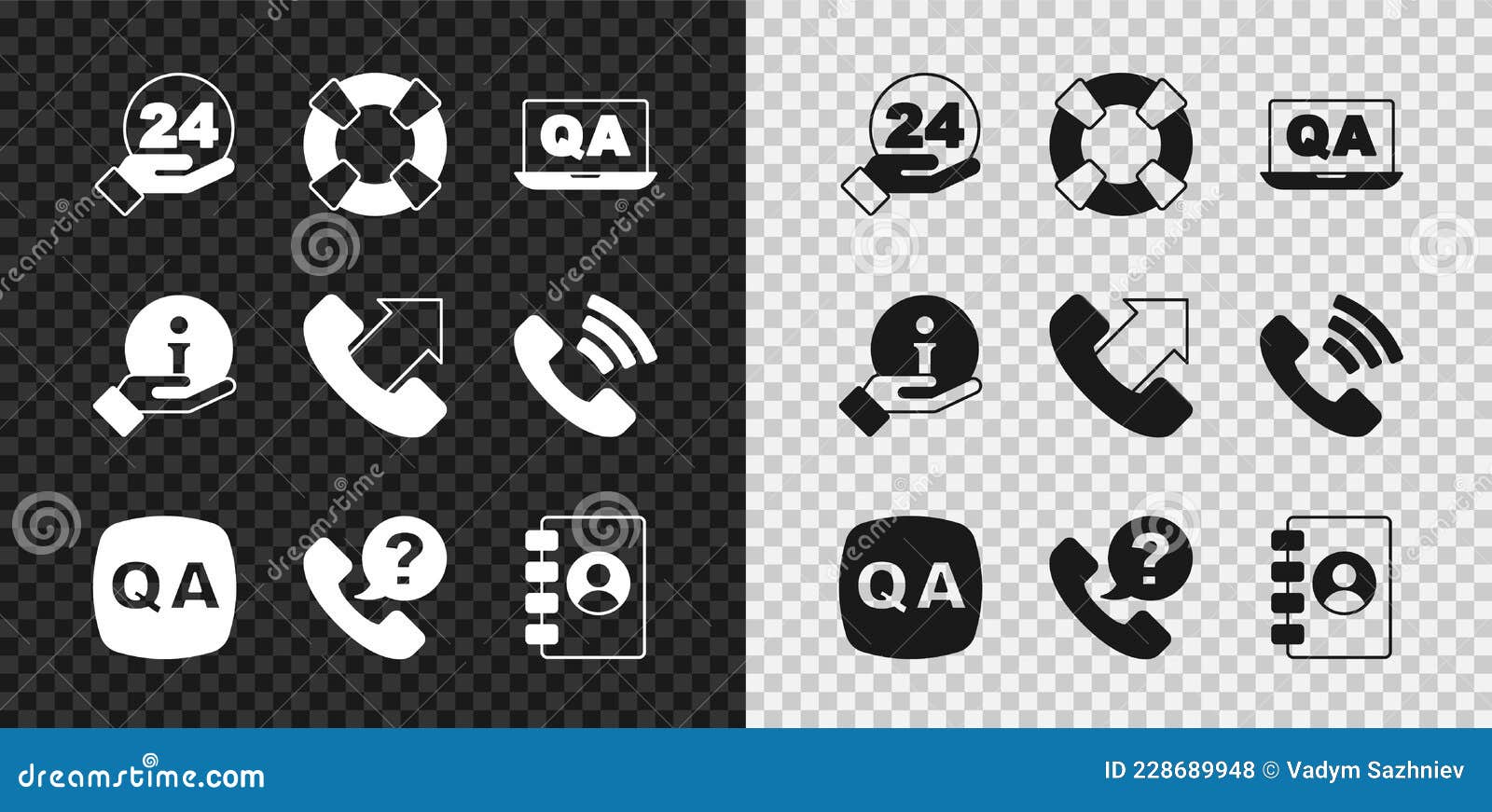 Set Telephone 24 Hours Support, Lifebuoy, Question and Answer, Address