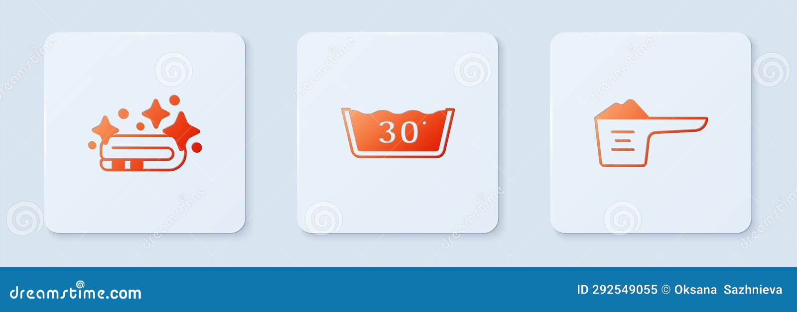 Set Temperature Wash, Towel Stack and Washing Powder. White Square